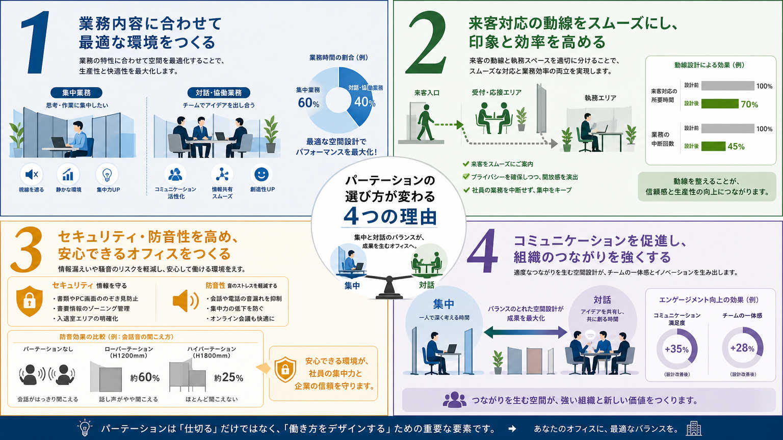 業種によって内装・パーテーションの選び方が変わる理由