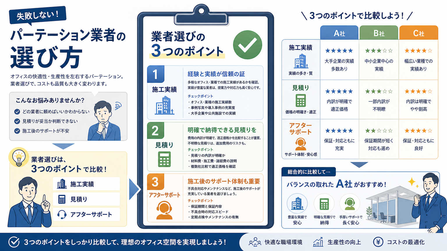 小規模オフィス事例をもとにしたパーテーション業者の選び方